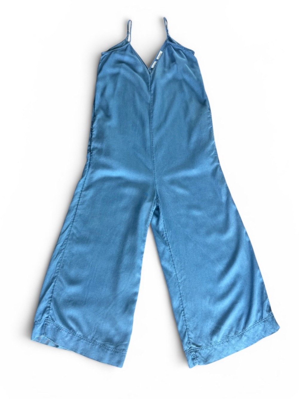 Joie 100% Lyocell Chambray Wide Leg Jumpsuit Blue XS Pockets